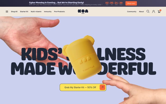 Koa Kids Vitamins website preview