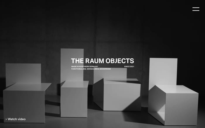 The Raum Objects website preview