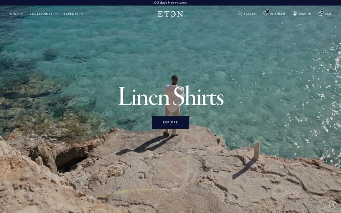 Eton Shirts website preview