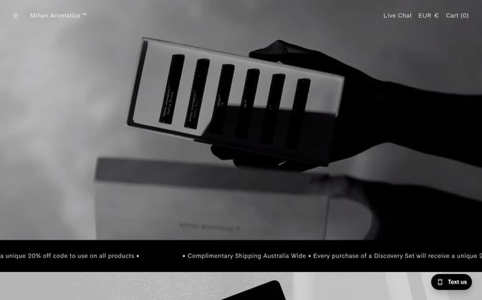 Mihan Aromatics website preview