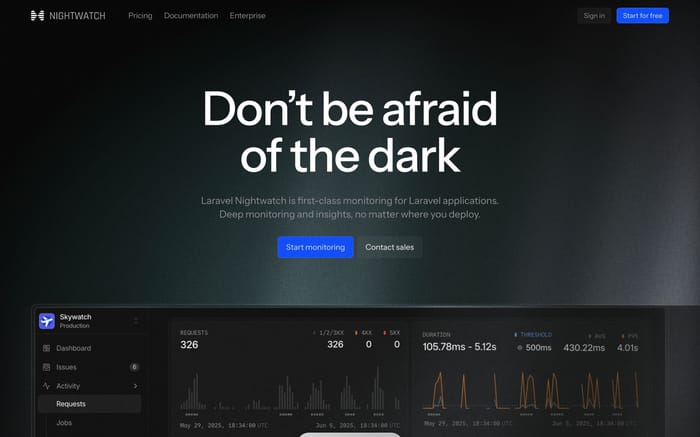 Laravel Nightwatch website preview
