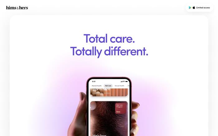 Hims & Hers app website preview