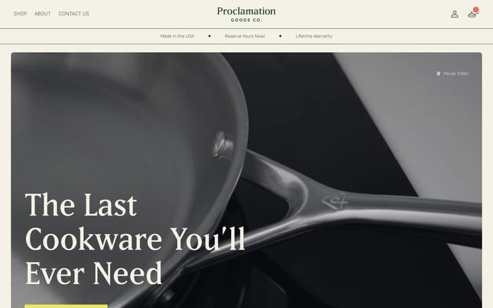Proclamation Goods Co. website preview