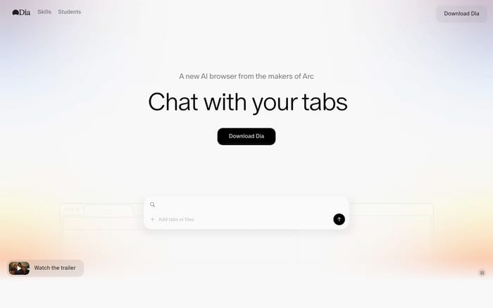 Dia Browser website preview