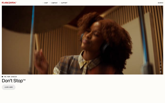 Sandisk website preview