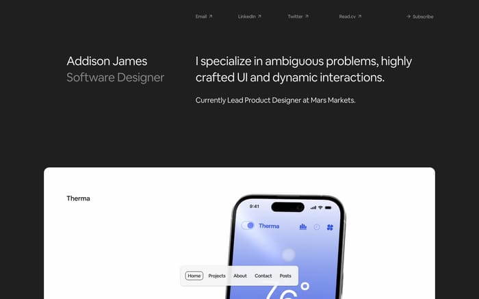 Addison James website preview