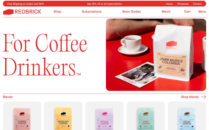 Redbrick Coffee website preview
