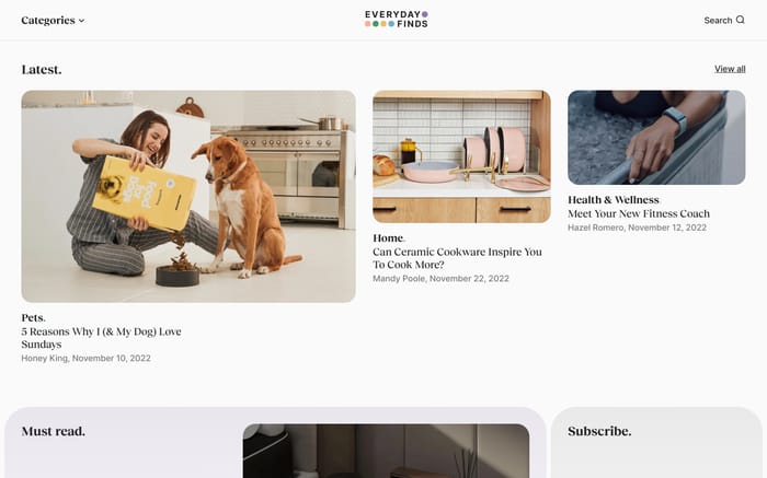 Everyday Finds website preview
