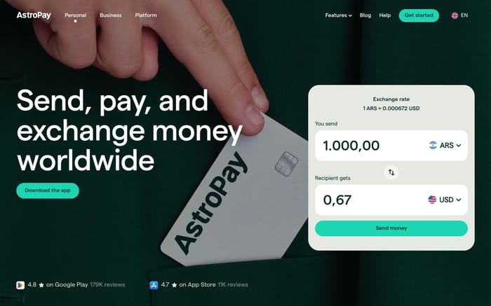 AstroPay website preview