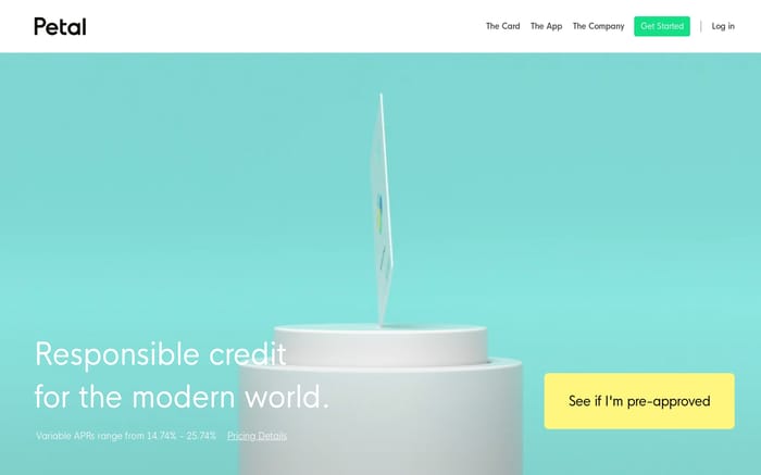 Petal - No Fees, High Limits, Cash Back That Grows With You. website preview