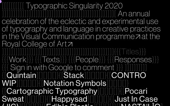 Typographic Singularity 2020 website preview