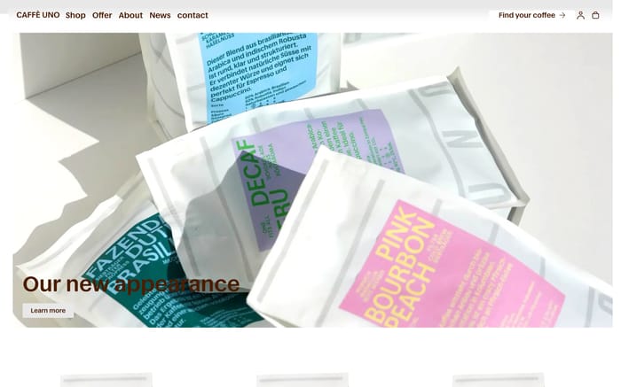 Caffè Uno website preview