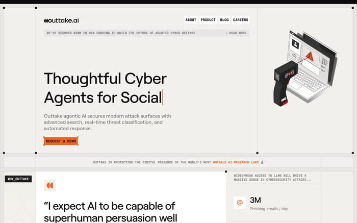 Outtake website preview
