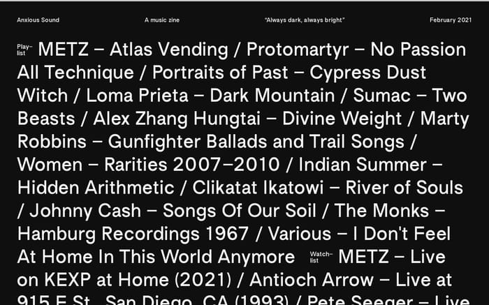 Anxious Sound website preview