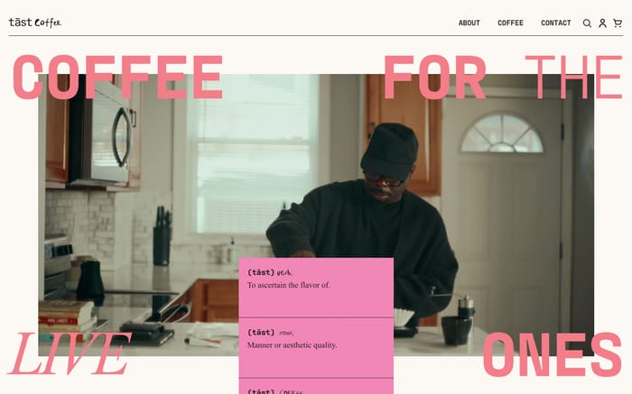 Tāst Coffee website preview