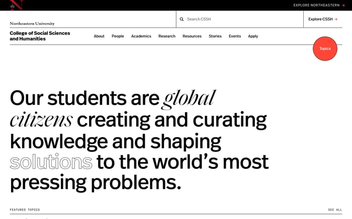 College of Social Sciences and Humanities website preview