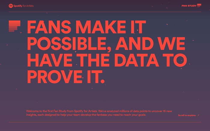 Fan Study by Spotify website preview