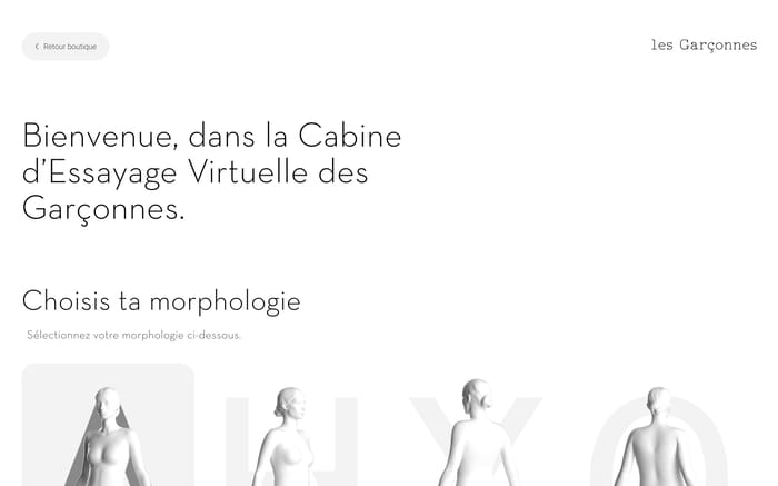 Cabine d'essayage virtuelle des Garçonnes website preview