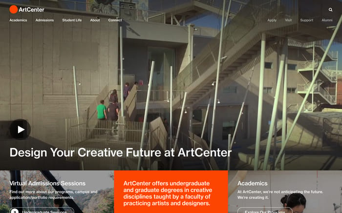 ArtCenter College of Design website preview