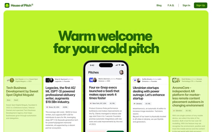 House of Pitch website preview