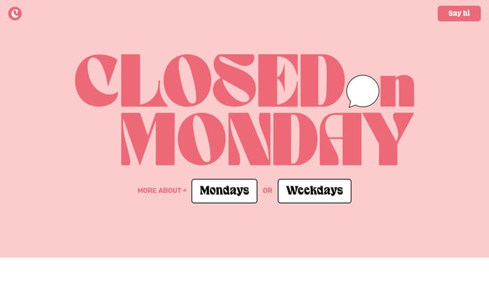 Closed On Monday website preview