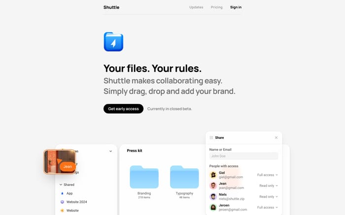 Shuttle website preview
