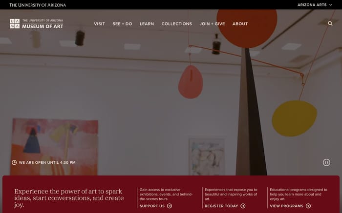 The University of Arizona Museum of Art website preview