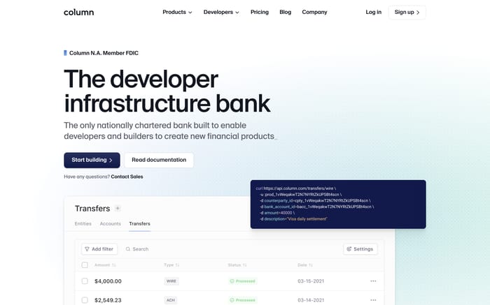 Column website preview