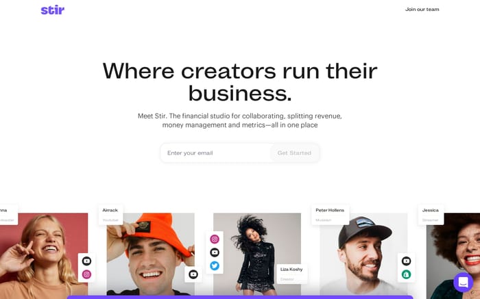 Stir website preview