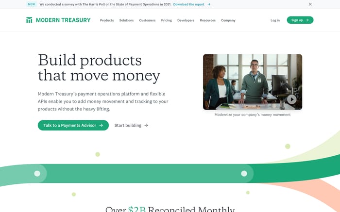 Modern Treasury website preview