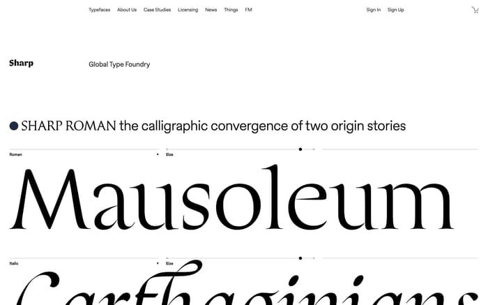 Sharp Type website preview