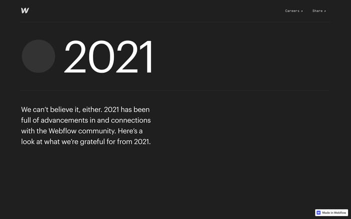 Webflow in 2021 website preview