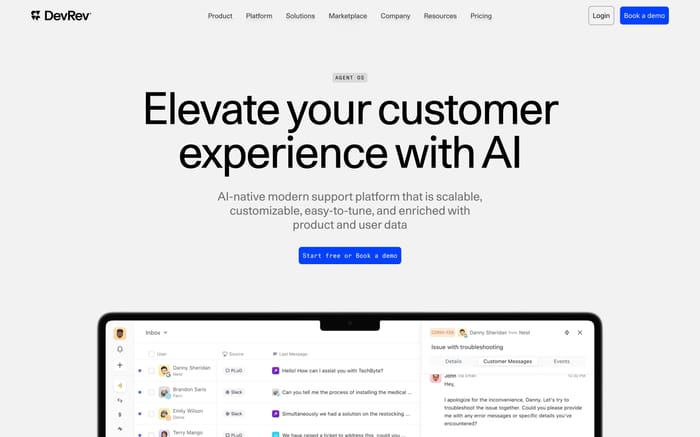 DevRev website preview