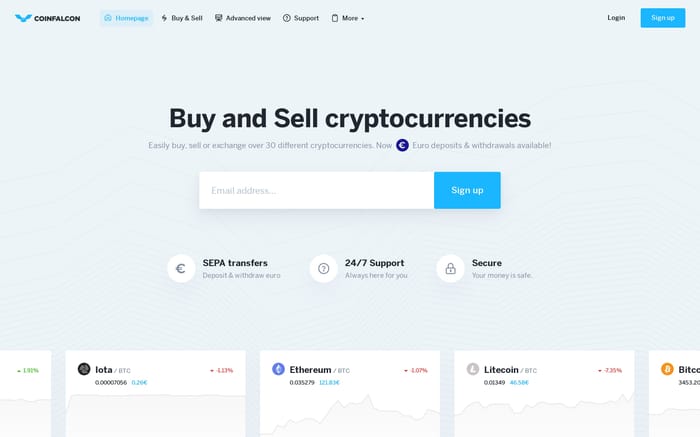 CoinFalcon website preview