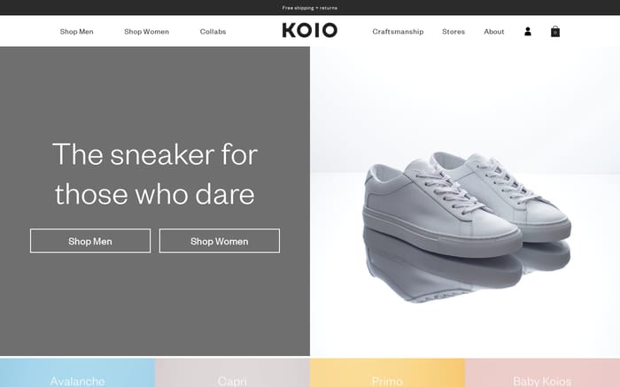 Koio website preview