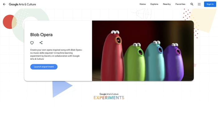Blob Opera website preview