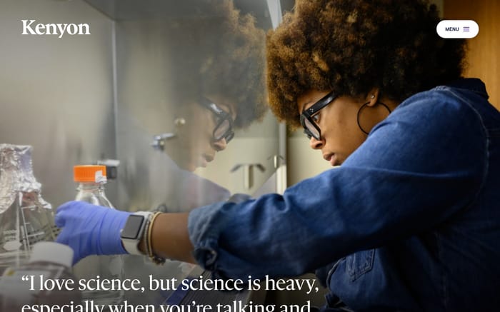 Kenyon College website preview