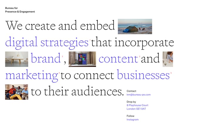 Bureau for Presence & Engagement website preview