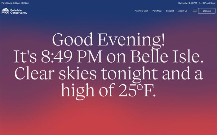 Belle Isle Conservancy website preview