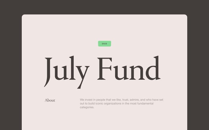 July Fund website preview