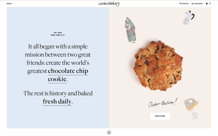 Levain bakery website preview