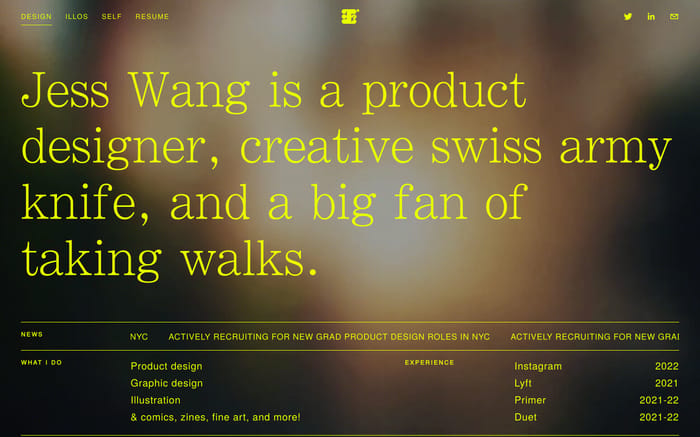 Jess Wang website preview