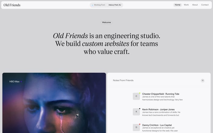 Old Friends website preview