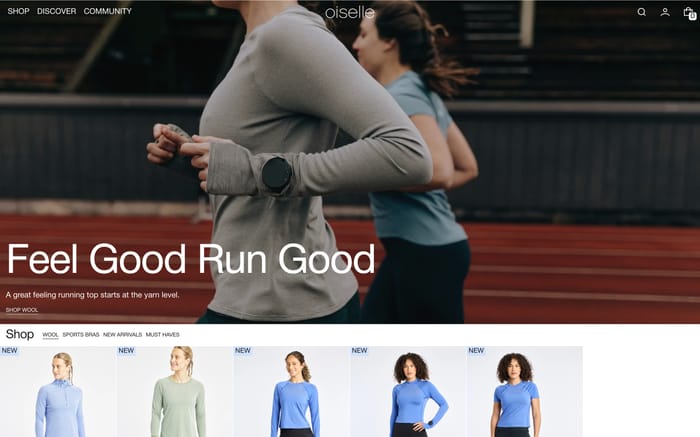 Oiselle website preview