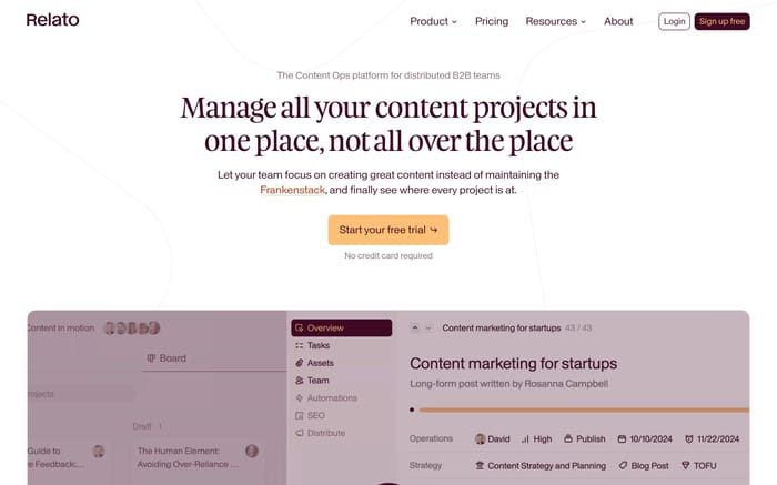 Relato website preview