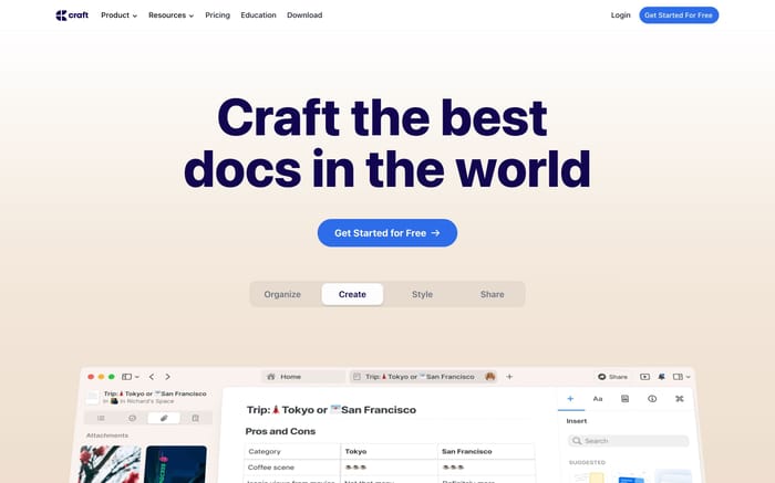 Craft website preview