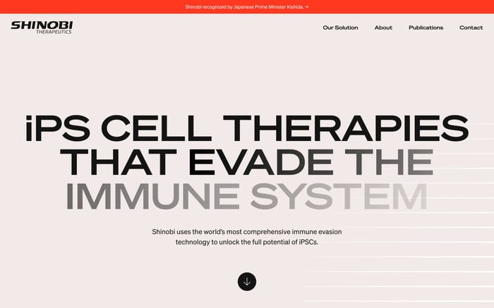 Shinobi Therapeutics website preview