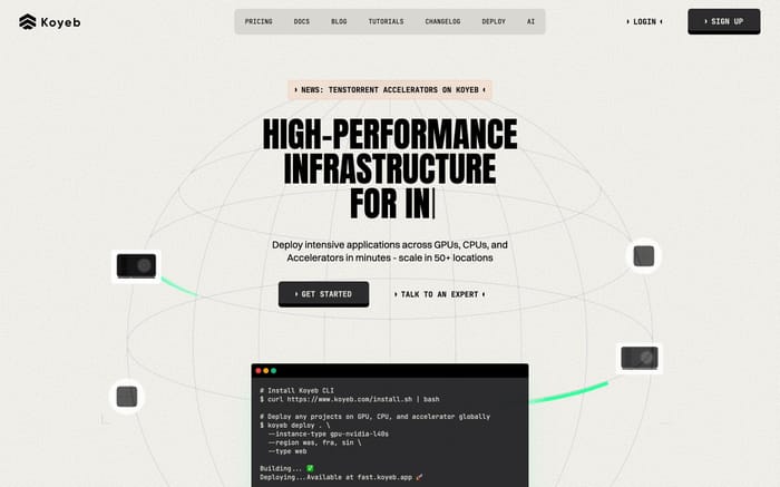Koyeb website preview