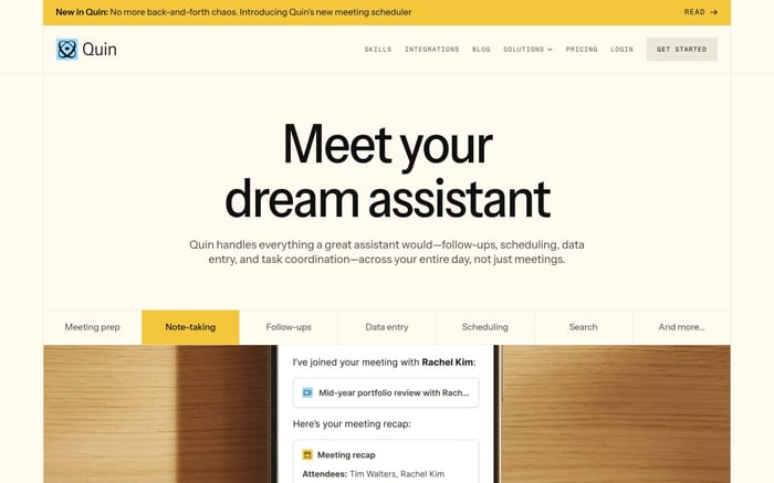 Quin website preview