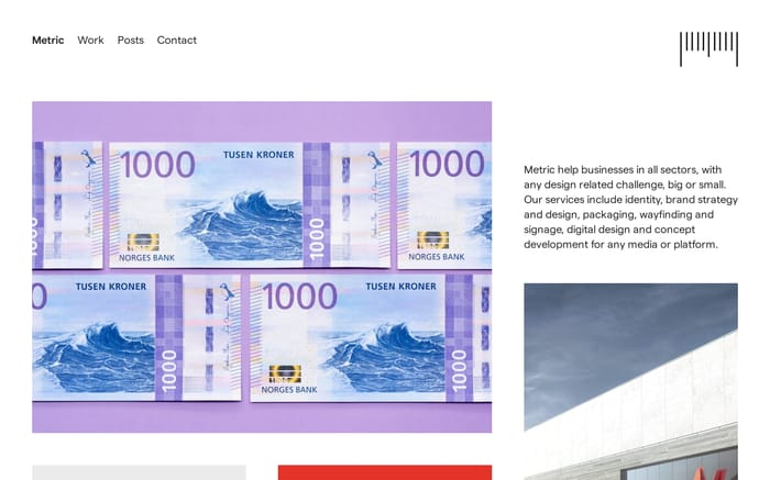 Metric website preview